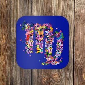 Virgo Colourful Flowers And Butterfly Zodiac Star Sign Funny Gift Coaster