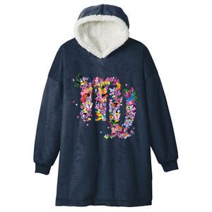 Virgo Colourful Flowers And Butterfly Zodiac Star Sign Funny Gift Hooded Wearable Blanket