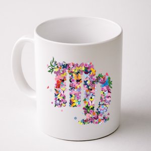 Virgo Colourful Flowers And Butterfly Zodiac Star Sign Funny Gift Coffee Mug