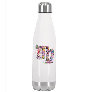 Virgo Colourful Flowers And Butterfly Zodiac Star Sign Funny Gift Stainless Steel Insulated Water Bottle