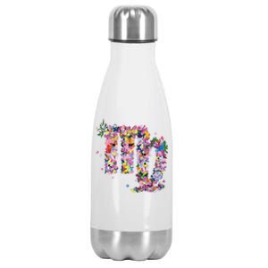 Virgo Colourful Flowers And Butterfly Zodiac Star Sign Funny Gift Stainless Steel Insulated Water Bottle