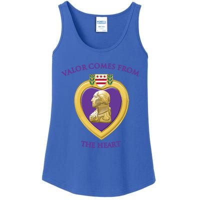 Valor Comes From The Heart Purple Heart Military Design Gift Ladies Essential Tank