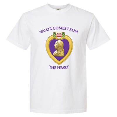 Valor Comes From The Heart Purple Heart Military Design Gift Garment-Dyed Heavyweight T-Shirt