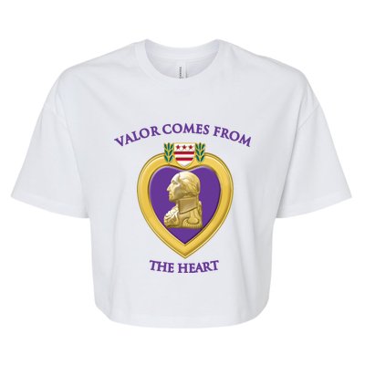 Valor Comes From The Heart Purple Heart Military Design Gift Bella+Canvas Jersey Crop Tee