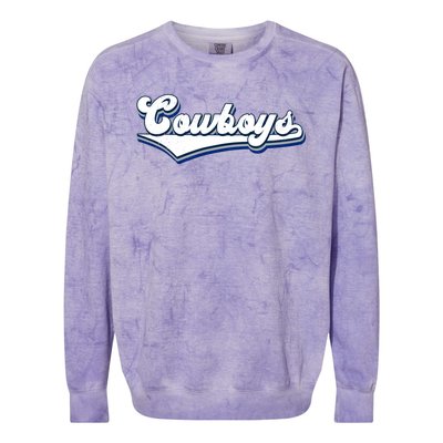 Vintages Cowboys Football Logo Colorblast Crewneck Sweatshirt