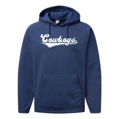 Vintages Cowboys Football Logo Performance Fleece Hoodie