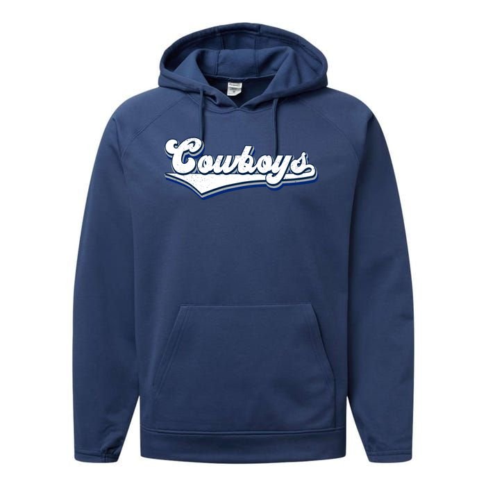 Vintages Cowboys Football Logo Performance Fleece Hoodie