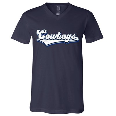 Vintages Cowboys Football Logo V-Neck T-Shirt