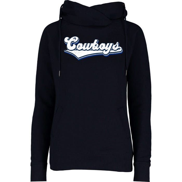 Vintages Cowboys Football Logo Womens Funnel Neck Pullover Hood