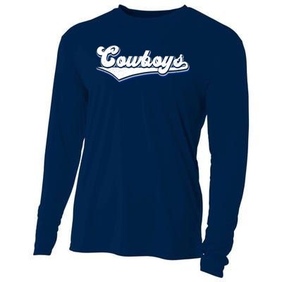 Vintages Cowboys Football Logo Cooling Performance Long Sleeve Crew