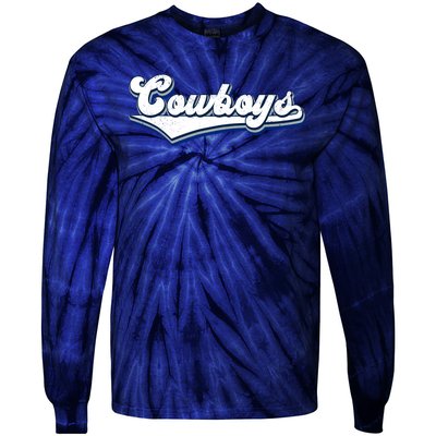 Vintages Cowboys Football Logo Tie-Dye Long Sleeve Shirt