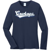 Vintages Cowboys Football Logo Ladies Long Sleeve Shirt