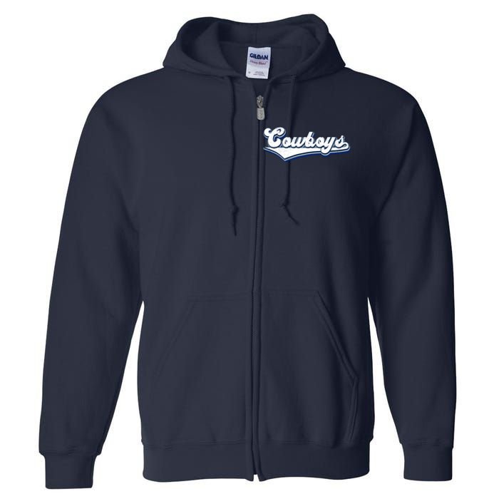 Vintages Cowboys Football Logo Full Zip Hoodie