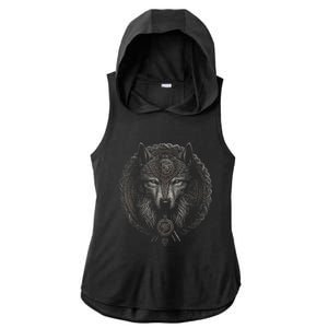 Viking Celtic Fenrir Wolf Women Ladies PosiCharge Tri-Blend Wicking Draft Hoodie Tank