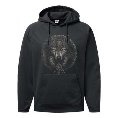 Viking Celtic Fenrir Wolf Women Performance Fleece Hoodie