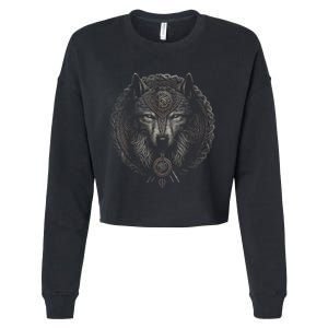 Viking Celtic Fenrir Wolf Women Cropped Pullover Crew