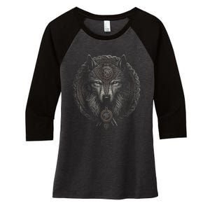 Viking Celtic Fenrir Wolf Women Women's Tri-Blend 3/4-Sleeve Raglan Shirt