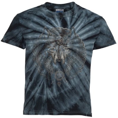 Viking Celtic Fenrir Wolf Women Kids Tie-Dye T-Shirt