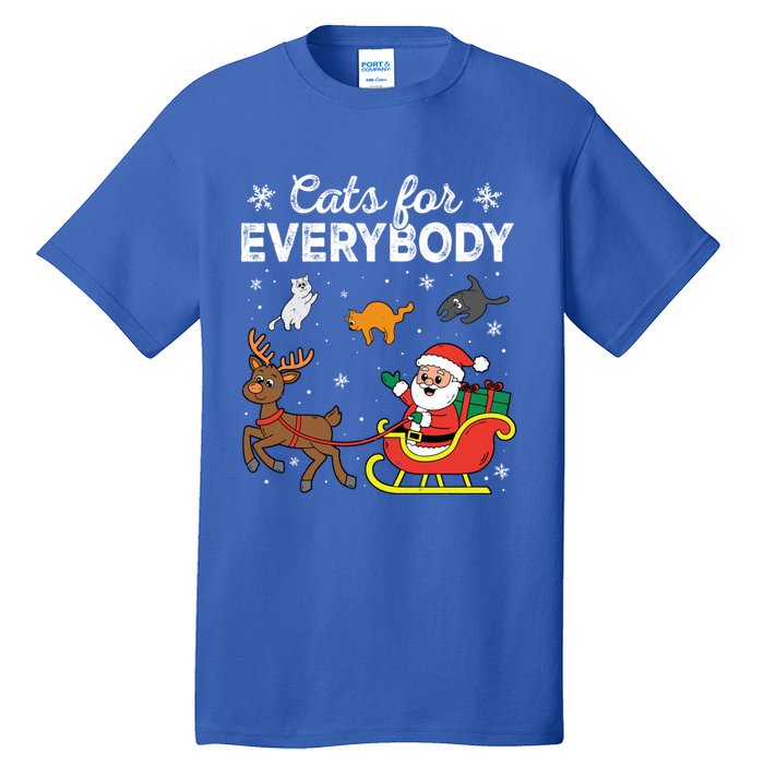 Vintage Cats For Everybody Christmas Cat Xmas Santa Meaningful Gift Tall T-Shirt