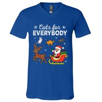 Vintage Cats For Everybody Christmas Cat Xmas Santa Meaningful Gift V-Neck T-Shirt