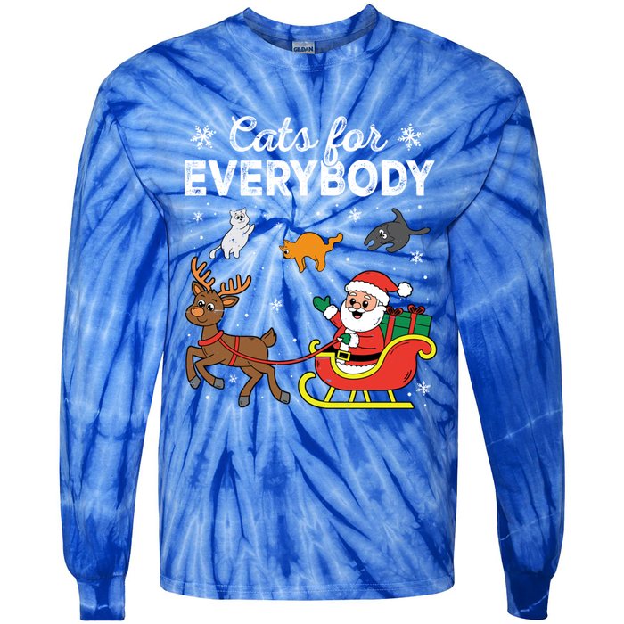 Vintage Cats For Everybody Christmas Cat Xmas Santa Meaningful Gift Tie-Dye Long Sleeve Shirt