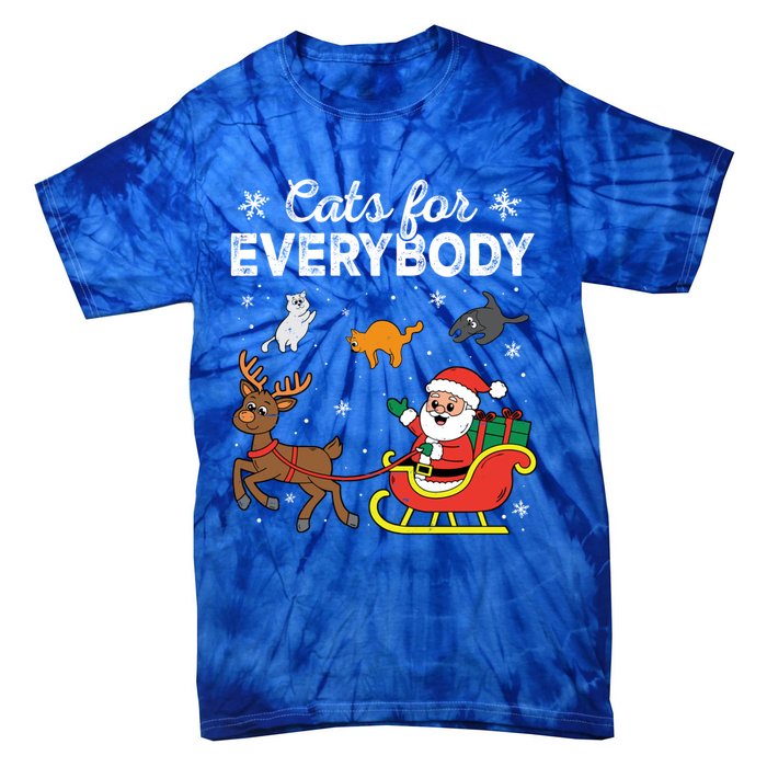 Vintage Cats For Everybody Christmas Cat Xmas Santa Meaningful Gift Tie-Dye T-Shirt