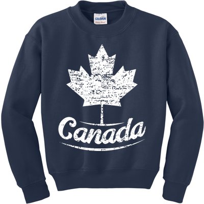 Vintage Canada Flag Canadian Flag Maple Leaf Kids Sweatshirt