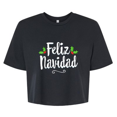 Vintage Christmas Feliz Navidad Retro Mexican Spanish Xmas Gift Bella+Canvas Jersey Crop Tee