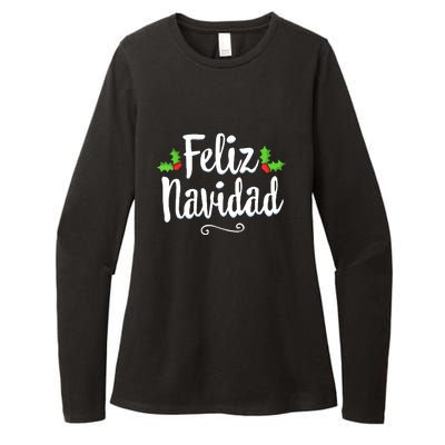 Vintage Christmas Feliz Navidad Retro Mexican Spanish Xmas Gift Womens CVC Long Sleeve Shirt