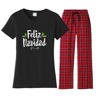 Vintage Christmas Feliz Navidad Retro Mexican Spanish Xmas Gift Women's Flannel Pajama Set