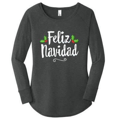 Vintage Christmas Feliz Navidad Retro Mexican Spanish Xmas Gift Women's Perfect Tri Tunic Long Sleeve Shirt