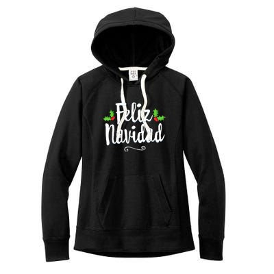 Vintage Christmas Feliz Navidad Retro Mexican Spanish Xmas Gift Women's Fleece Hoodie