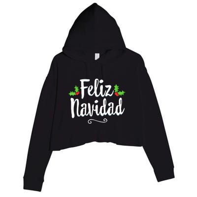 Vintage Christmas Feliz Navidad Retro Mexican Spanish Xmas Gift Crop Fleece Hoodie