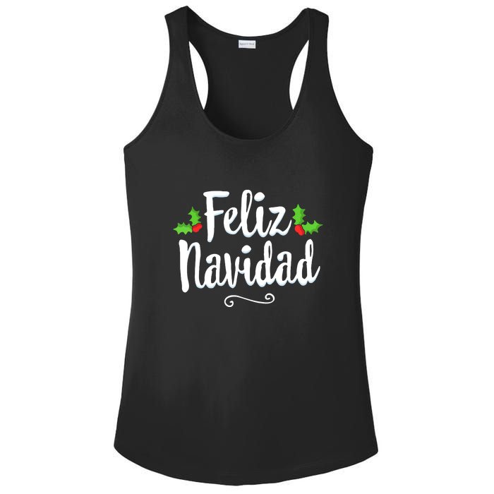 Vintage Christmas Feliz Navidad Retro Mexican Spanish Xmas Gift Ladies PosiCharge Competitor Racerback Tank