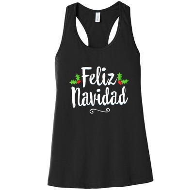 Vintage Christmas Feliz Navidad Retro Mexican Spanish Xmas Gift Women's Racerback Tank