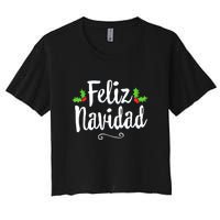 Vintage Christmas Feliz Navidad Retro Mexican Spanish Xmas Gift Women's Crop Top Tee