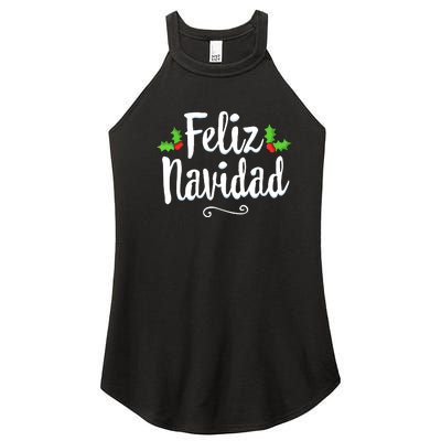 Vintage Christmas Feliz Navidad Retro Mexican Spanish Xmas Gift Women's Perfect Tri Rocker Tank