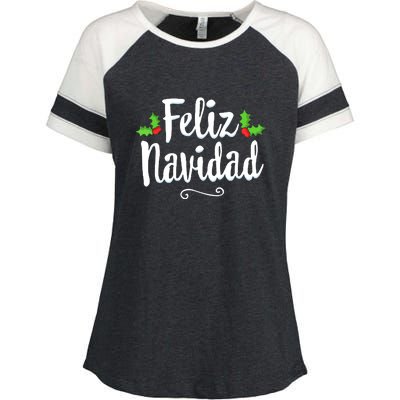 Vintage Christmas Feliz Navidad Retro Mexican Spanish Xmas Gift Enza Ladies Jersey Colorblock Tee