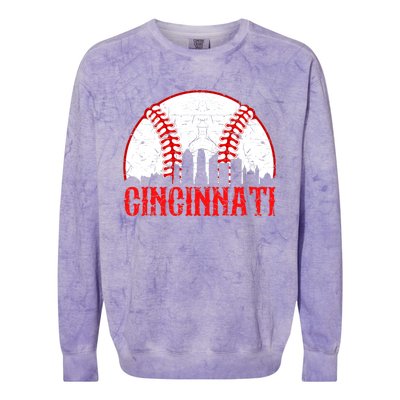 Vintage Cincinnati Funny Retro Baseball Lovers Boy Colorblast Crewneck Sweatshirt