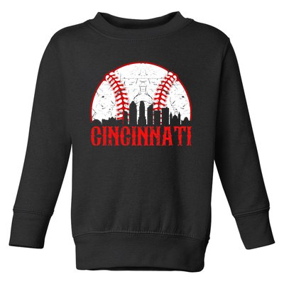 Vintage Cincinnati Funny Retro Baseball Lovers Boy Toddler Sweatshirt