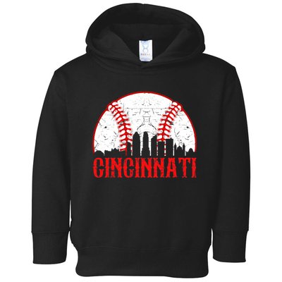 Vintage Cincinnati Funny Retro Baseball Lovers Boy Toddler Hoodie