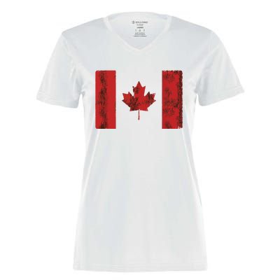 Vintage Canadian Flag CA Canada Souvenir Gift Women's Momentum V-Neck T-Shirt