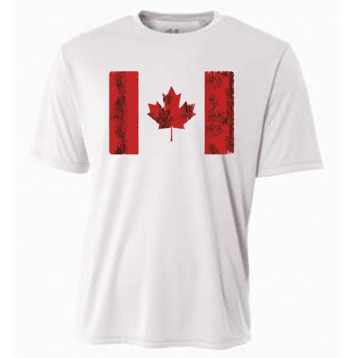 Vintage Canadian Flag CA Canada Souvenir Gift Cooling Performance Crew T-Shirt