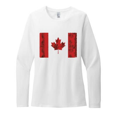 Vintage Canadian Flag CA Canada Souvenir Gift Womens CVC Long Sleeve Shirt