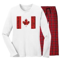 Vintage Canadian Flag CA Canada Souvenir Gift Women's Long Sleeve Flannel Pajama Set 