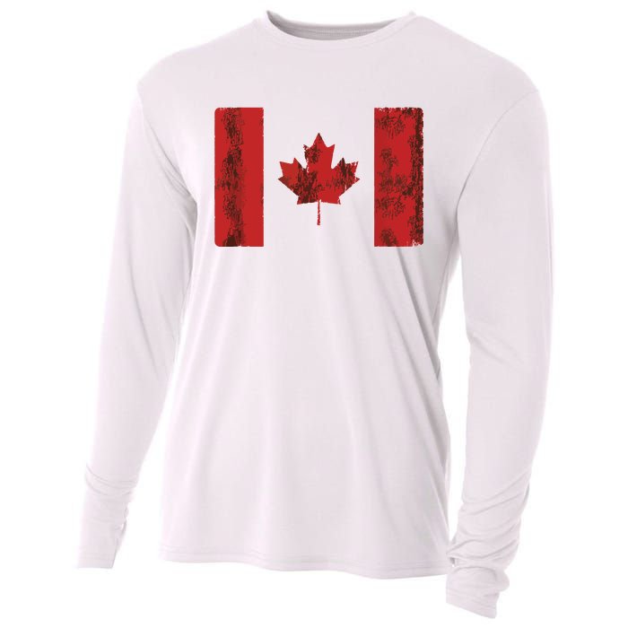 Vintage Canadian Flag CA Canada Souvenir Gift Cooling Performance Long Sleeve Crew