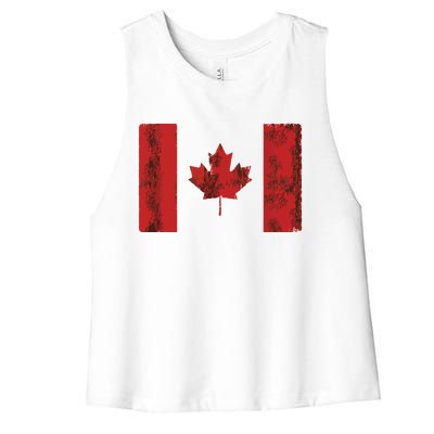 Vintage Canadian Flag CA Canada Souvenir Gift Women's Racerback Cropped Tank