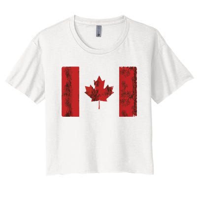 Vintage Canadian Flag CA Canada Souvenir Gift Women's Crop Top Tee