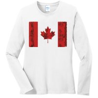 Vintage Canadian Flag CA Canada Souvenir Gift Ladies Long Sleeve Shirt