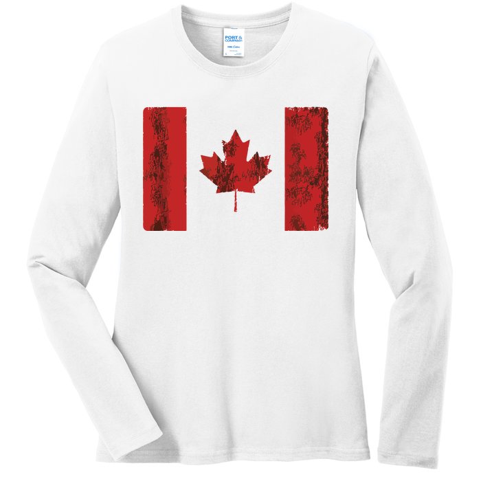 Vintage Canadian Flag CA Canada Souvenir Gift Ladies Long Sleeve Shirt